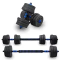 Produktbild: Lacestone 2in1 Hantelset Kurzhantel Langhantel Set Hanteln Krafttraining Gewichte Dumbbells 20KG