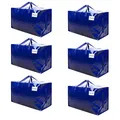 Produktbild: VENO 102 Liter Große Aufbewahrungstasche mit Deckel, Strapazierfähige Griffe und Reißverschlüssen für Umzug, Kleideraufbewahrung, Hausbedarf, wasserabweisend (Blau, 6er-Pack)