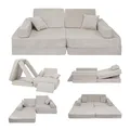 Produktbild: Angelove Kindersofa 2‑in‑1 - Spielsofa mit Schlaffunktion, Cord‑Bezug, Abnehmbarer Bezug, Grau