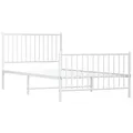 Produktbild: vidaXL Bettgestell, Bettrahmen mit Kopfteil Fußteil, Metallbett Bett mit Lattenrost, Einzelbett Gästebett Schlafzimmer, Metall Weiß 100x200cm