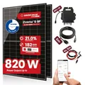 Produktbild: Balkonkraftwerk 820 Watt Komplettset mit 2x 410W Mono-PERC Solarmodulen der Marke Sunova Solar, Steckdose, APsystems Wechselrichter, 5 Meter Schutzkontaktkabel, 4x 2 Meter DC Kabel, mit Halterung