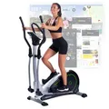Produktbild: Christopeit Crosstrainer Ellipsentrainer ECO 2000 – Ergometer mit Generator, autarkes Training ohne Strom, 10 kg Magnet-Flywheel, 24 Widerstandsstufen, LED-Display, Kinomap, USB Anschluss