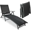 Produktbild: sunnypillow Sonnenliege klappbar - 150 kg belastbar - Gartenliege aus Aluminium für Garten Balkon Terrassen Pool wetterfest - Grau