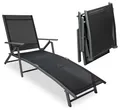 Produktbild: sunnypillow Sonnenliege klappbar - 150 kg belastbar - Gartenliege aus Aluminium für Garten Balkon Terrassen Pool wetterfest - Liegestuhl mit 8 Fach Verstellbarer Rückenlehne mit Armlehnen - Anthrazit