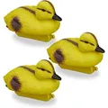 Produktbild: Teichenten, Entenküken, schwimmende Baby-Enten, Kunststoff, wetterfest, Dekofigur, Teich, Garten, gelb-schwarz - Relaxdays