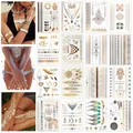 Produktbild: LUZOON Gold Tattoo Temporäre 16 Blätter 140+ Tattoos Metallic Flash Tattoos Wasserdichte Klebe Tattoo für Festival und Party Accessoire