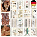 Produktbild: LUZOON Festival Tattoos Gold Tattoo 16 Blätter 140+ Tattoos Festival Gadget