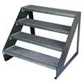 Produktbild: Kaminbau Mierzwa Premium Stahl Treppe Freistehend Verzinkt & Anthrazit Pulverbeschichtet 4 Stufen (Breite 60 cm) (Höhe 76 cm) Wetterfest Gitterroststufe Gartentreppe