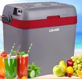 Produktbild: DMS® thermoelektrische Kühltasche 33 L | Gefriertasche | Getränkebox | Kühl- und Warmhaltefunktion | Auto und LKW | Camping | 12-24 V | grau-rot