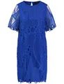 Produktbild: Taifun Damen Spitzenkleid Kurzarm unifarben kurz, knieumspielend Aegean 36