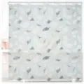 Produktbild: Duschrollo, 160 x 240 cm, Blatt Muster, Seilzug, flexible Montage, Duschvorhang für Badewanne, schwarz-weiß - Relaxdays