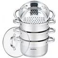 Produktbild: Klausberg Produktbild Mantowarka Dampfkocher 24cm Set Induktion Kochtopf Dampfgarer Glasdeck (5 Elemente)