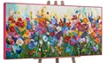 Produktbild: YS-Art Abstrakt Acryl Gemälde auf Leinwand Blumige Farben handgemalt Wandbilder Wohnzimmer modern Wohndekor Bild Blumen Weide Wiese bunt echte Kunst 200x100 cm