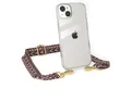 Produktbild: EAZY CASE Handykette Boho Umhängeband für Apple iPhone 14 Plus 6,7 Zoll, Transparente Hülle mit breitem Umhängeband Carabiner DIY Case Rosa