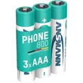 Produktbild: Ansmann - Dect Telefon Akku Aaa 800mah 1,2v Nimh – Hochstromfähig (3 Stück)