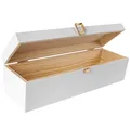 Produktbild: Creative Deco Weiße Weinkiste Holzkiste | Wein-box 1 Flasche mit Deckel Verschluss | 36 x 11 x 9,8 cm | Perfekt für Weihnachten Decoupage Dekoration oder als Geschenk | aus Natürliches Kiefern-Holz