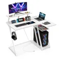 Produktbild: COSTWAY Schreibtisch mit Steckdosen, USB-Anschlüssen, Kopfhörerhaken, Monitor- & CPU-Ständer, Computertisch klein, 107x45x93cm