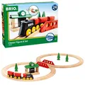 Produktbild: BRIO 33028 Bahn Acht Set Classic Line - Zwei Schienenkreise mit Frachtzug, Holzbahnhof und Holzbrück
