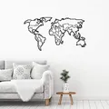 Produktbild: Weltkarte Metall Wandkunst Dekor, Flache Matte Stil Wand Hängende Dekoration Silhouette Wandkunst für Haus Garten Hotel Büro Wand Festival Dekoration Geschenk, 100x52cm – Edelstahl Nr. 41 World Map