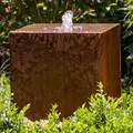 Produktbild: Köhko® Würfelbrunnen „Peru“ Höhe 49 cm Gartenbrunnen 31004 aus Cortenstahl mit LED-Beleuchtung