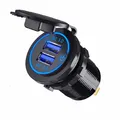 Produktbild: N21C Zigarettenanzünder 2x USB Einbausteckdose QC3.0 wasserdicht mit Schalter