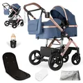 Produktbild: Bergsteiger Nizza 3 in 1 Kinderwagen, Kombikinderwagen Komplettset, Babywanne & Buggy Sportsitz inklusive, Auto-Babyschale & Isofix Station optional