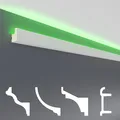 Produktbild: HEXIM LED Stuckleisten Muster - Indirekte Beleuchtung mit Deckenleisten aus PU, leicht & lichtundurchlässig- (20cm LED-19) Dekoration Ecke Spot Innen