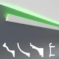 Produktbild: HEXIM LED Stuckleisten Muster - Indirekte Beleuchtung mit Deckenleisten aus PU, leicht & lichtundurchlässig- (20cm LED-19) Dekoration Ecke Spot Innen