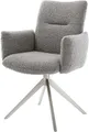 Produktbild: DELIFE Polsterstuhl Jova-Flex, mit Armlehnen Kreuzgestell breit Edelstahl Bouclé Silbergrau 360° dreh