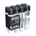 Produktbild: ANSMANN Akku Micro AAA 800 mAh 1,2V NI-MH, 8 Stück, wiederaufladbar, ideal für Spielekonsolen, Wireless Maus, Taschenlampen