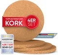 Produktbild: Topfuntersetzer Kork Untersetzer Topf – 4er Set Korkuntersetzer rund, 19cm Du...