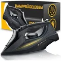 Produktbild: Dampfbügeleisen Keramik-Bügelsohle Bügeleisen Keramikbügelsohle Dampf Klein und Kompakt Antikalk-System Bügeleisen Mit Kabel 2200W 450ml Schwa... - Schwarz