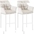 Produktbild: CLP 2er Set Barhocker Damaso Stoff mit Vierfußgestellen weiß/weiß