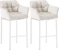 Produktbild: CLP 2er Set Barhocker Damaso Stoffbezug mit Vierfußgestell aus Metall bis 240 kg,weiß weiß