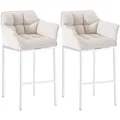 Produktbild: CLP Barhocker 2er Set mit Lehne Damaso, Barstühle gepolstert mit Stoffbezug, Vierfußgestelle aus Metall, Tresenhocker bis 240 kg belastbar