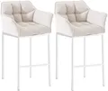 Produktbild: CLP Barhocker 2er Set mit Lehne Damaso, Barstühle gepolstert mit Stoffbezug, Vierfußgestelle aus Metall, Tresenhocker bis 240 kg belastbar, Farbe:weiß, Gestell Farbe:weiß