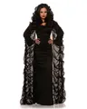 Produktbild: Horror-Shop Vampir-Kostüm Schwarzes Chiffon Cape mit Kapuze für Halloween Ko