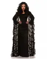Produktbild: Schwarzes Chiffon Cape mit Kapuze für Halloween Kostüme
