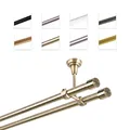 Produktbild: MDEKOR Gardinenstange 360 cm 2-läufig | Vorhangstange für die Deckenmontage Antik Gold aus Metall | Gardinenstangenset Ø 19mm