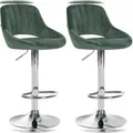 Produktbild: CLP 2er Set Barhocker Milet Samt grün/Metall in Chromoptik