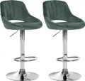Produktbild: CLP 2er Set Barhocker Milet Samt drehbar und höhenverstellbar,grün Metall in Chromoptik