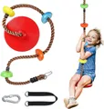 Produktbild: Diyarts Kletterseil Kletterschaukel,Tellerschaukel (Komplettset (inkl. Seil, Scheibensitz, Haken, Sicherheitsgurt), Kletterseil (2 m), Scheibensitz,haken, Metallring, Sicherheitsgurt), Höhenverstellbar, bis 200 kg, inkl. Haken, Indoor & Outdoor, Ø 30 cm