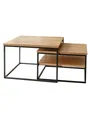 Produktbild: holz4home® Couchtisch 2er-Set aus hochwertigem Eichenholz I Eckiger Wohnzimmertisch im Industrial Style I Ohne Ablage I Holztisch Metallrahmen