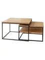 Produktbild: holz4home® Couchtisch 2er-Set aus hochwertigem Eichenholz I Wohnzimmertisch aus Massivholz I Tisch Set aus Echtholz mit Ablage I Ausziehbarer Beistelltisch im Industrial Style