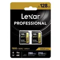 Produktbild: Lexar 2er Pack SDXC Professional Type Gold - 1800x 280MB/s V60 II  128 GB 2erPACK