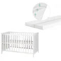 Produktbild: roba 2 in 1 Babybett 60 x 120 cm + safe asleep Matratze - Gitter- & Beistellbett 6-fach Höhenverstellbar - 5 Schlupfsprossen - Holz weiß