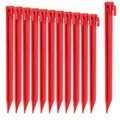 Produktbild: com-four® 12x Zelt-Heringe aus Kunststoff - Bodenanker für Camping, Garten, Strand - Erdnägel mit Heringzieher-Loch - rote Erdanker - 30 cm