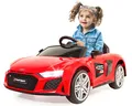 Produktbild: JAMARA 460915 Ride-on Audi R8 Spyder rot 18V Einhell Power X-Change – Li-Solo (ohne Akku und Ladegerät), Elektroauto für Kinder mit 2 Motoren, Sportlenkrad, Musik, USB, Bluetooth, Schnellwechsel-Akku