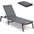 Produktbild: VEVOR Sonnenliege Strandliege Liegestuhl Liege Relaxliege 182x60x88cm Dunkelgrau