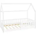 Produktbild: Ml-design Kinderbett 80x160 Cm Mit Rausfallschutz, Dach Und Lattenrost, Weiß, Massivholz Kinder Bett, Hausbett Für Mädchen/jungen, Bettenhaus Aus Massivem Kiefernholz, Bodenbett Jugendbett Kinderhaus